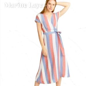 NWOT Marine Layer Striped Midi Wrap Dress